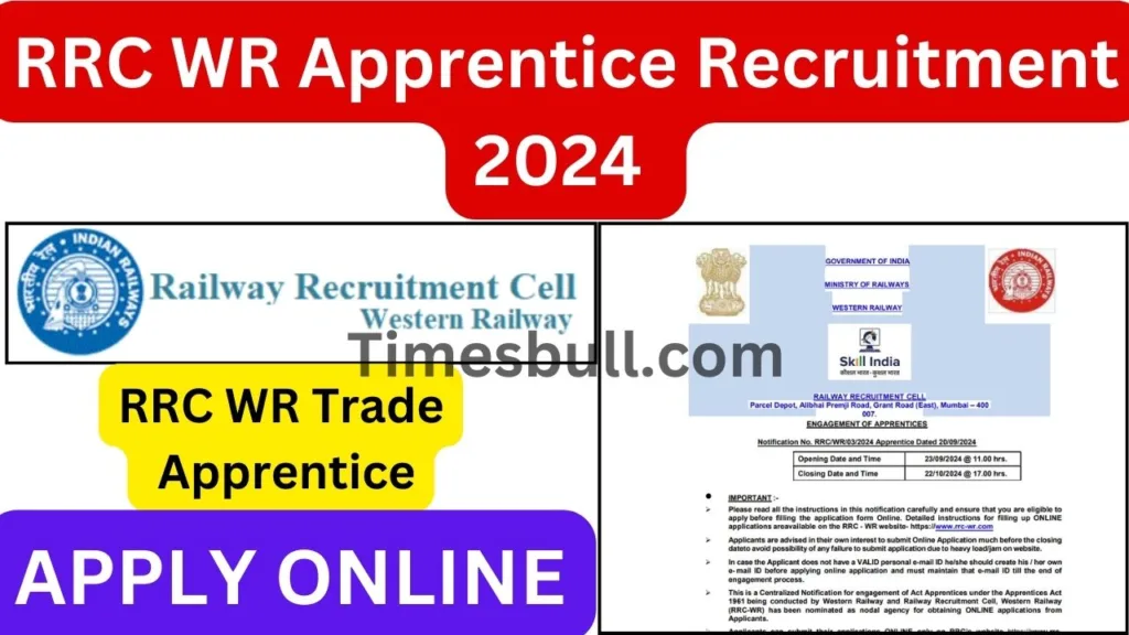RRC WR Apprentice Recruitment 2024 : Last Date 22 October, 2024, Apply Online Now