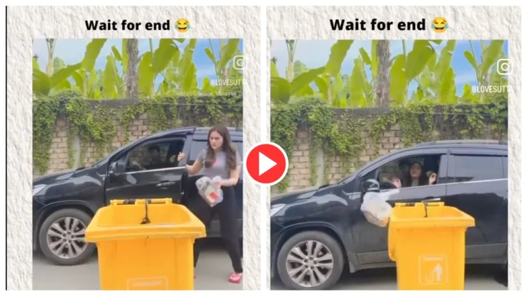 Viral Video- Must Watch Girl Hilarious Attempt to Throw Garbage Backfires