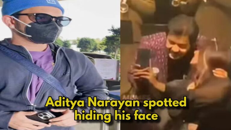 Udit Narayan kissing video goes viral, Son Aditya Narayan spotted hiding his face